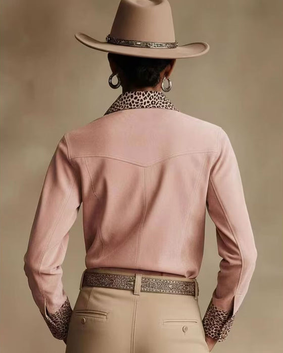 Hemd Revers Leopard Patchwork