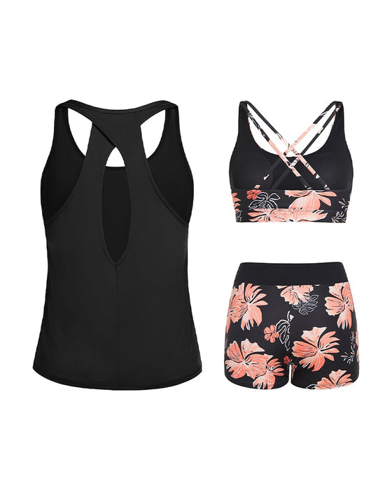 Tankini Blumig Druck Dreiteilig