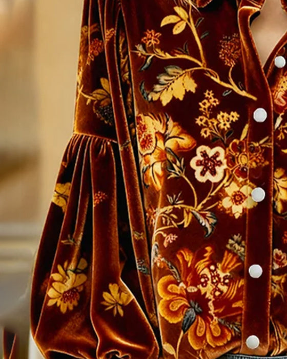 Bedrucktes Hemd mit Laternenärmeln