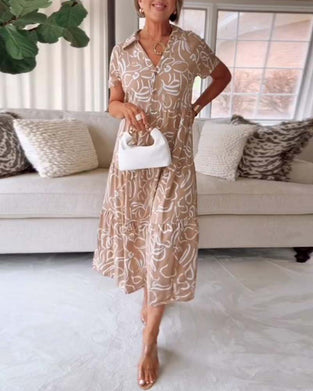 Rock Mit Short-sleeved Pocket Kleid Mit Geometrischen Druckmustern