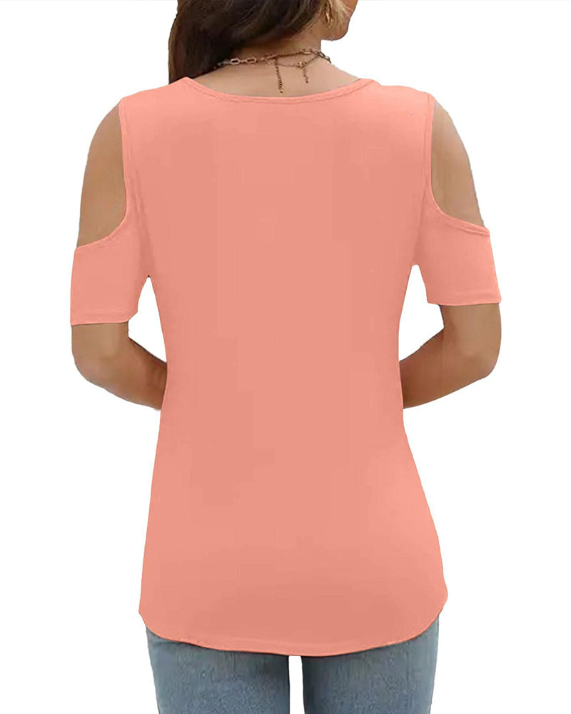 T-Shirt Ringdetail Cold Shoulder Lässig