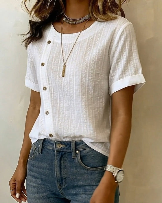 Bluse Diagonal Knopf Kurzarm