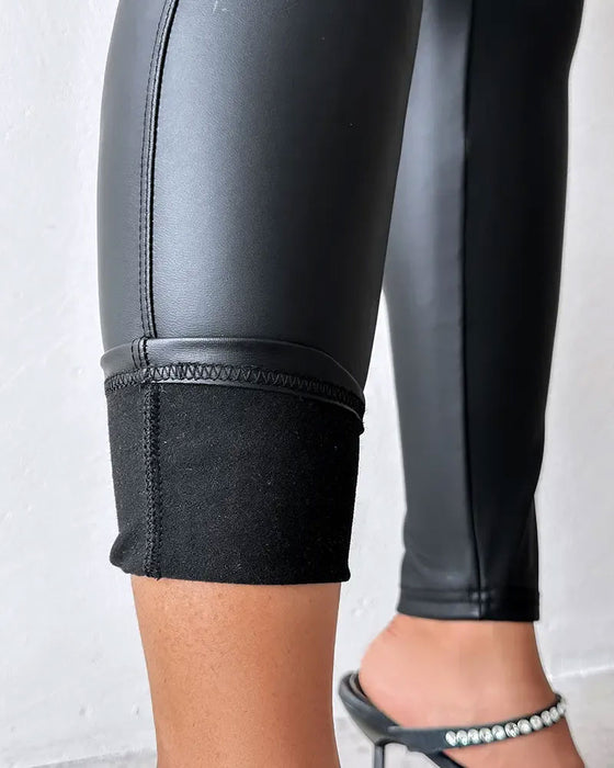Hose Hohe Taille Einfarbig Lang