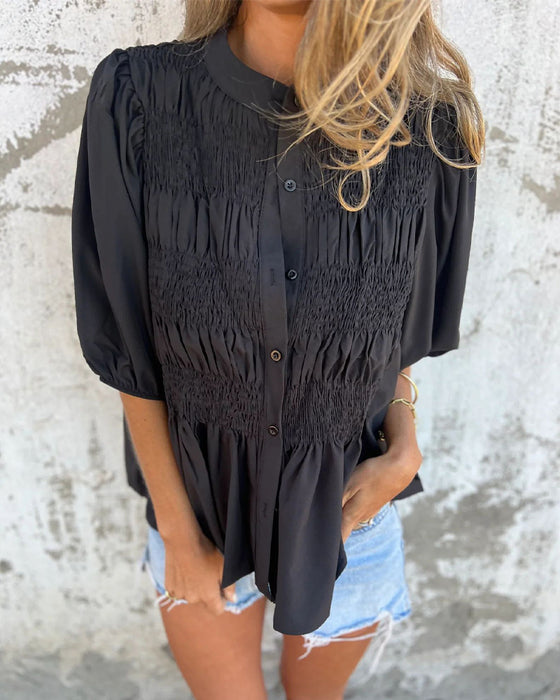Bluse Casual Mode Kurzarm Einfarbig