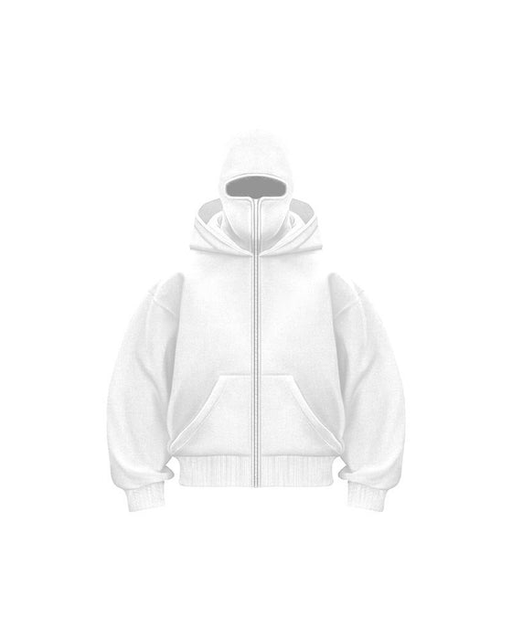 Unisex Sweatshirt-Mantel mit Doppelkapuze und Reißverschluss