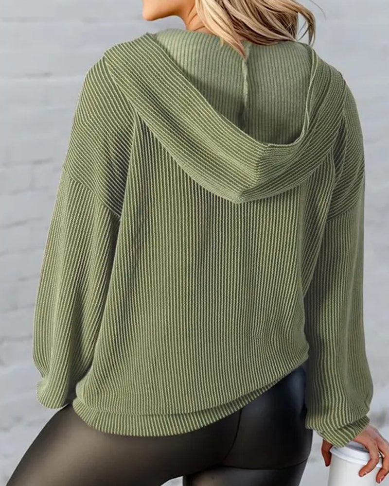 Sweatshirt Mit Kapuze Gestreift Tasche Locker