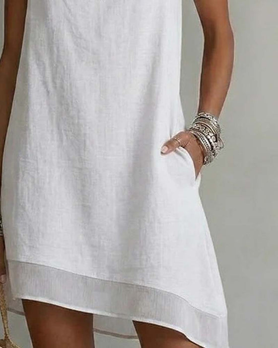 Kleid Unregelmäßiger Saum Ärmellos Etuikleid