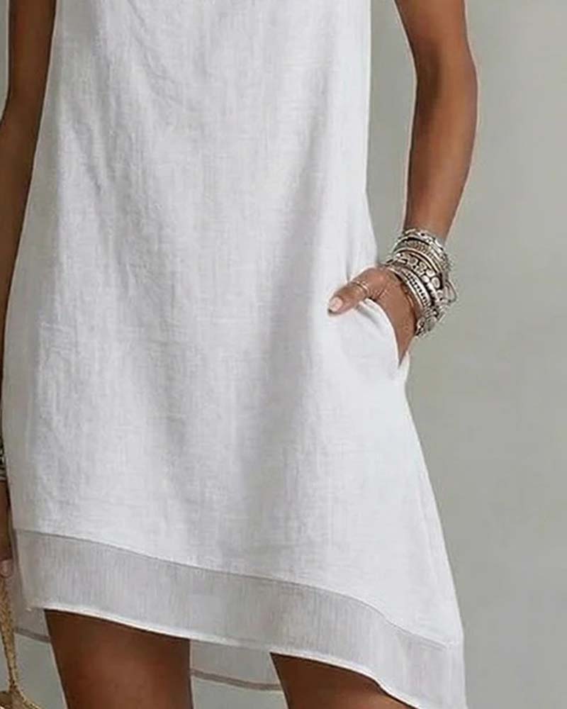 Kleid Unregelmäßiger Saum Ärmellos Etuikleid