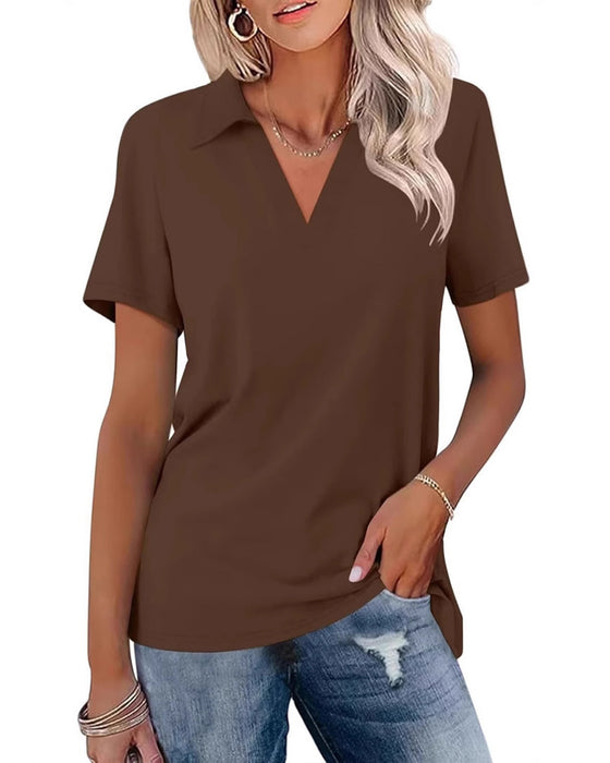 T-Shirt Kurzer Ärmel V-Ausschnitt Polo