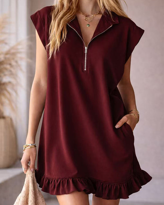 Kleid Ärmellos Reißverschluss Casual