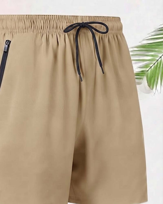 Shorts Kordelzug Reißverschluss Gummibund