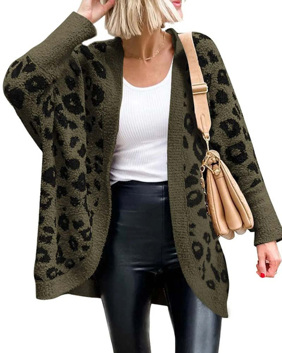 Cardigan Locker Leopardenmuster Langarm