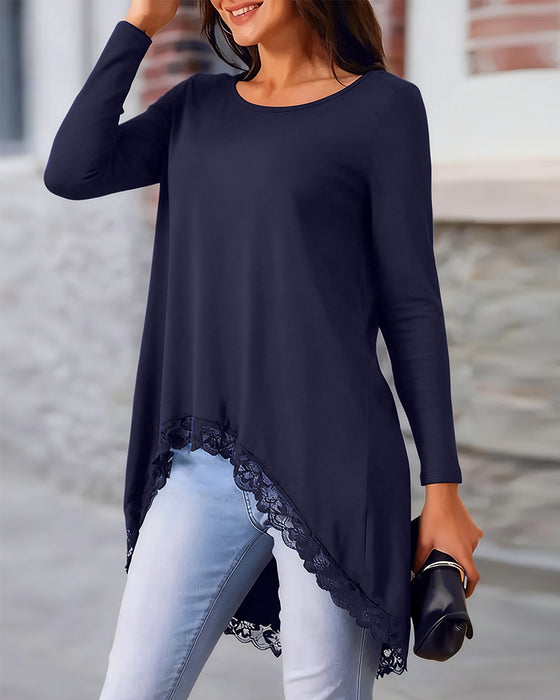 Unregelmäßiges Langärmliges Oberteil Mit Mesh-Patchwork