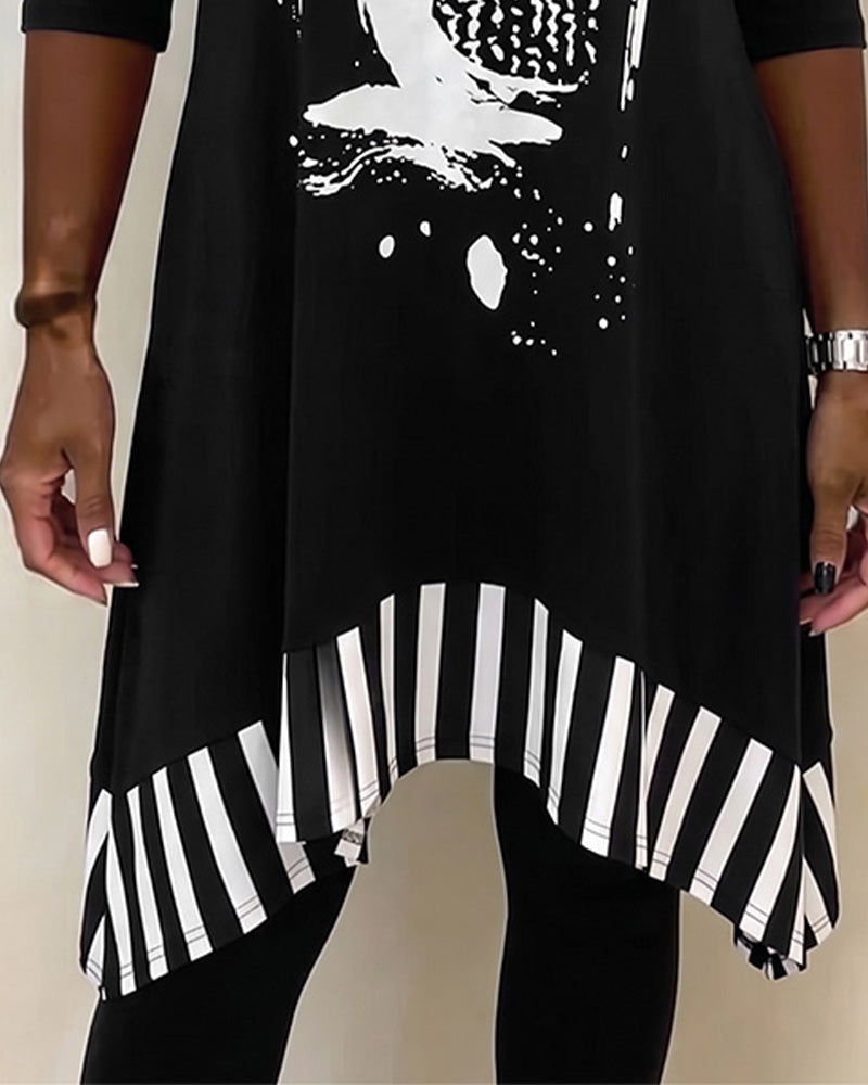 Kleid Off-Shoulder Unregelmäßig Lockere Druck