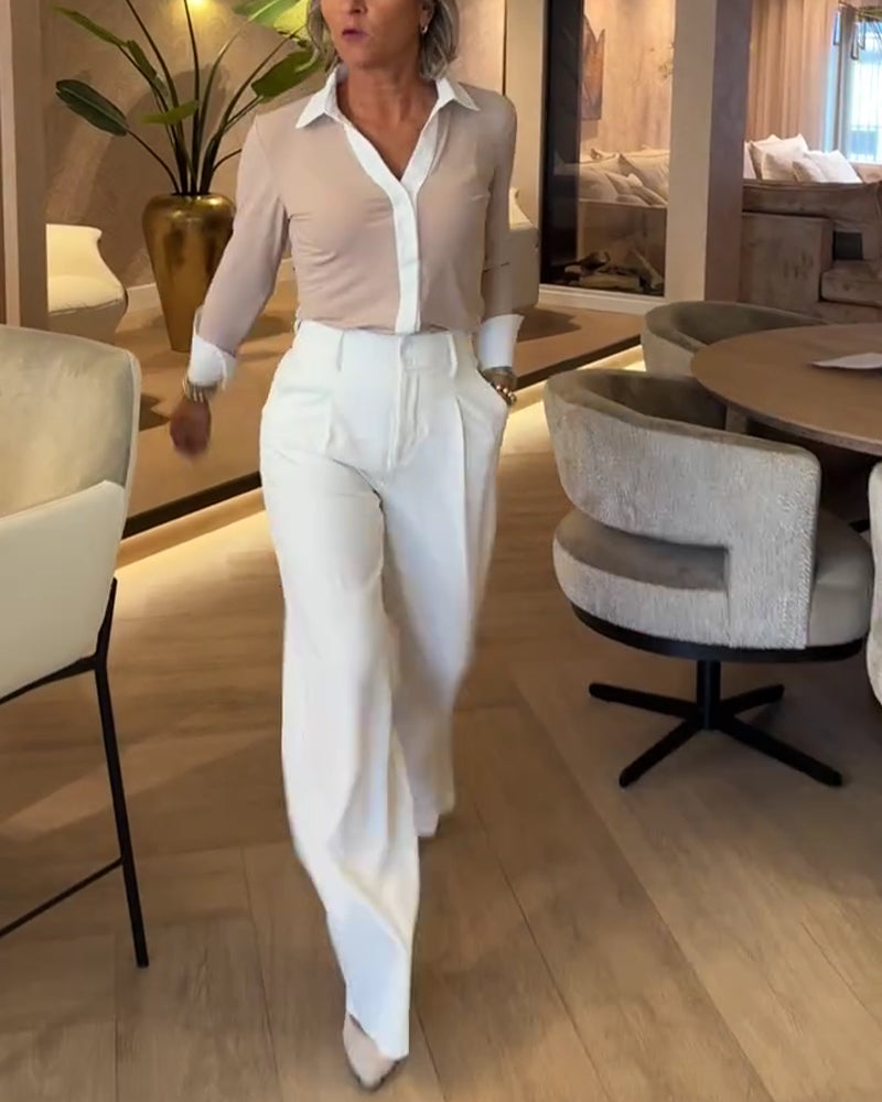 Hemd Kontrast Paneel Langarm