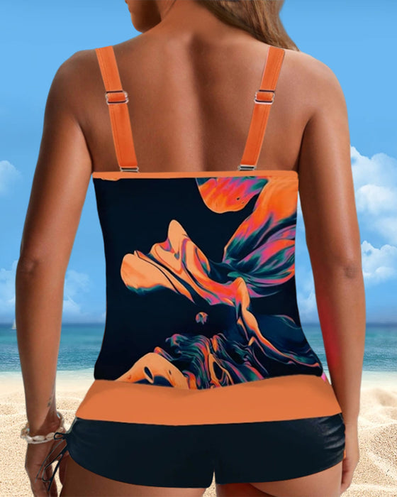 Stylischer bedruckter Tankini-Badeanzug