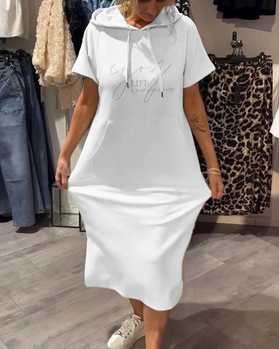 Kleid Mit Kapuze Casual Kordelzug