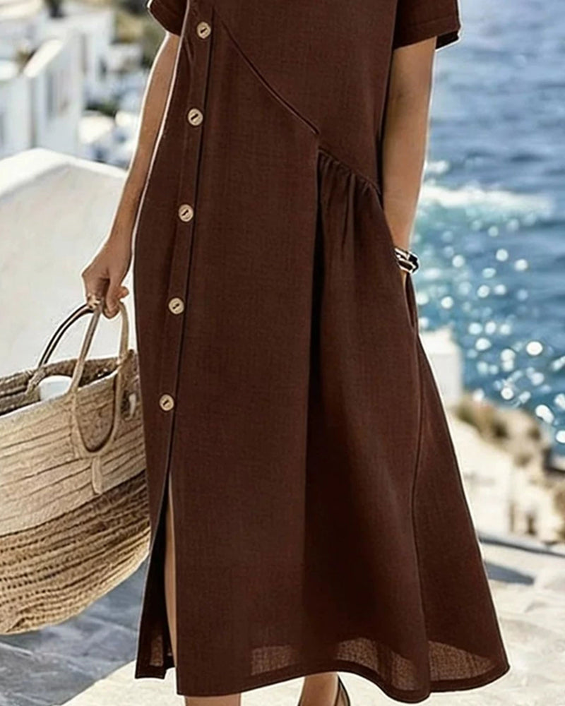 Kleid Knopf Dekor Lässig