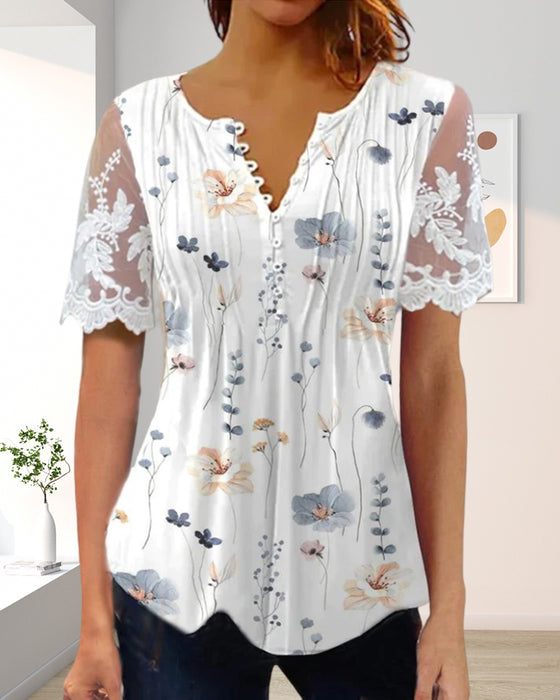 Kurzarm-T-Shirt mit Blumendruck