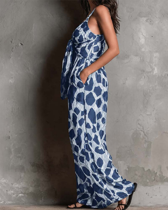 Jumpsuit Leopardenmuster Träger Weites Bein