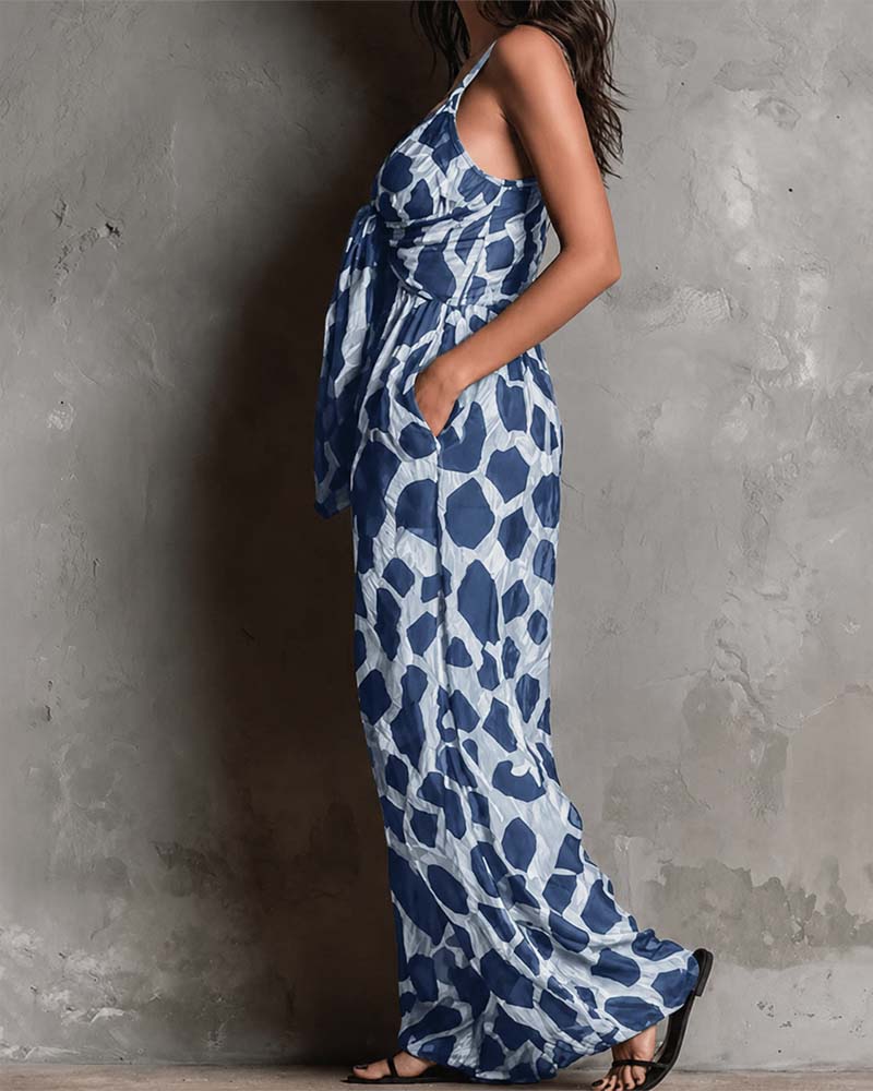 Jumpsuit Leopardenmuster Träger Weites Bein