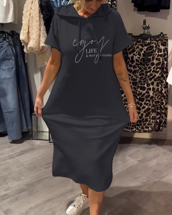 Kleid Mit Kapuze Casual Kordelzug