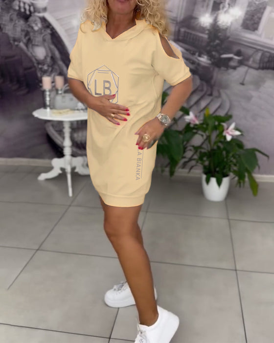 Kleid Mit Kapuze Aufdruck Sport