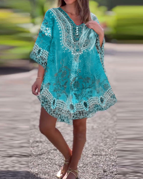 Bluse mit ethnischem Druck