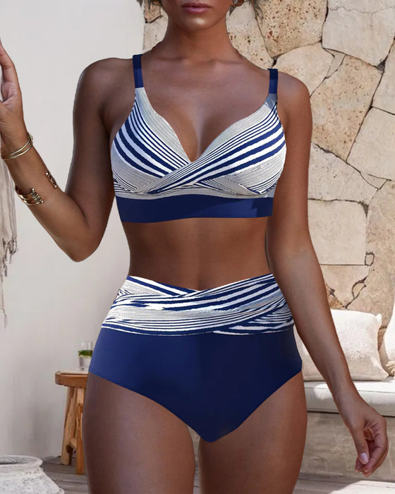Bikini Gestreift Push-Up Zweiteilig