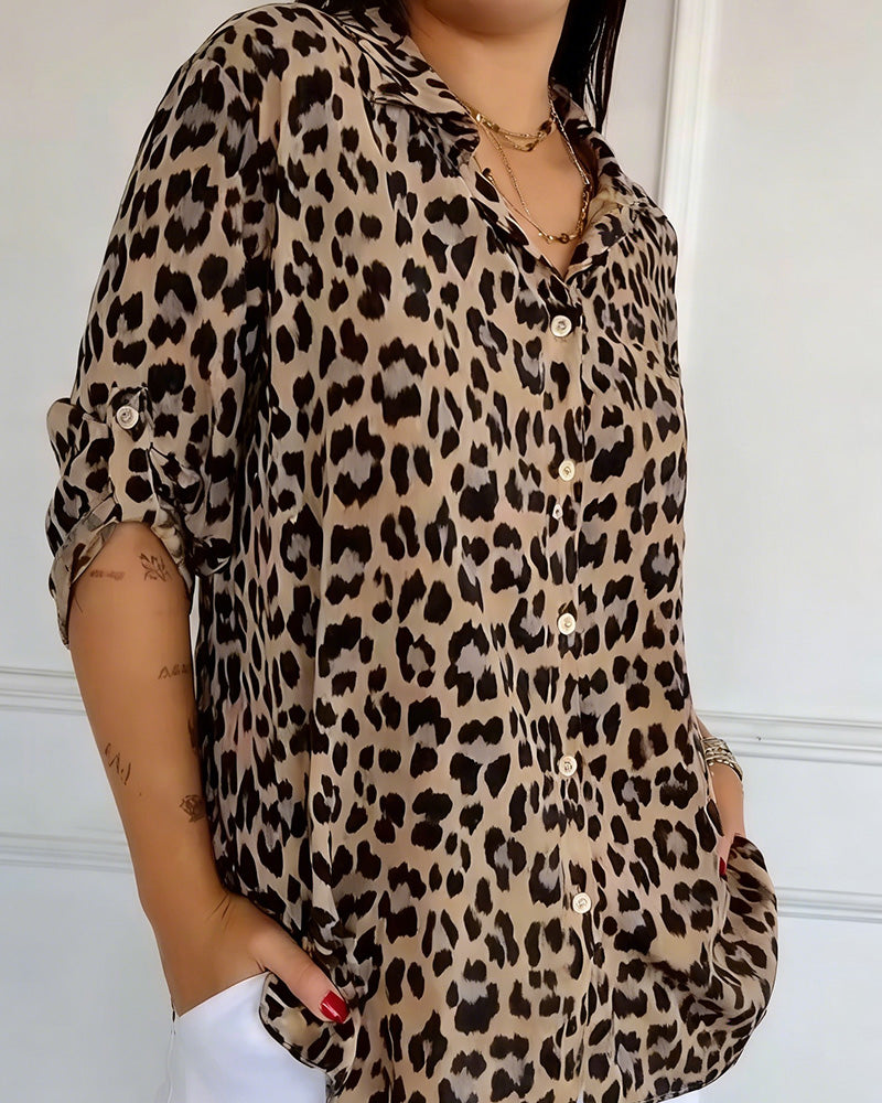 Leopardenmuster Modeblusen