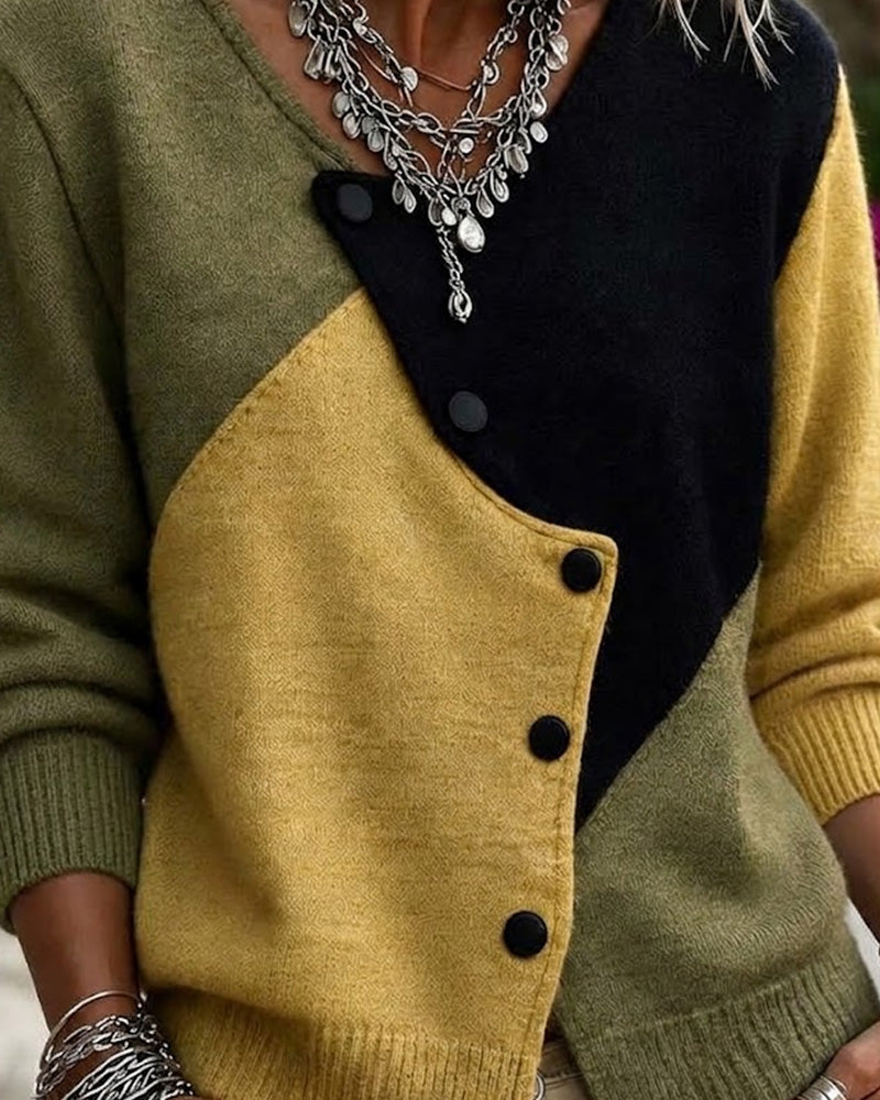 Cardigan Unregelmäßig Colorblock