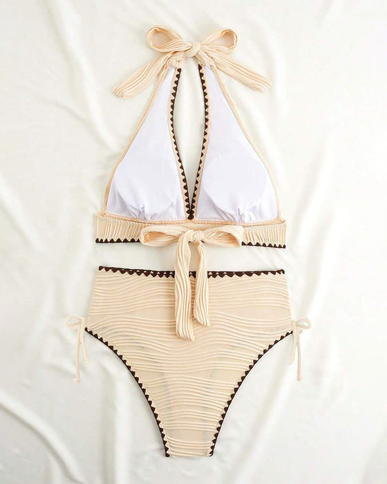 Bikini Zweiteiliges Set Mit Halterhals und Kontrastfarbe Design