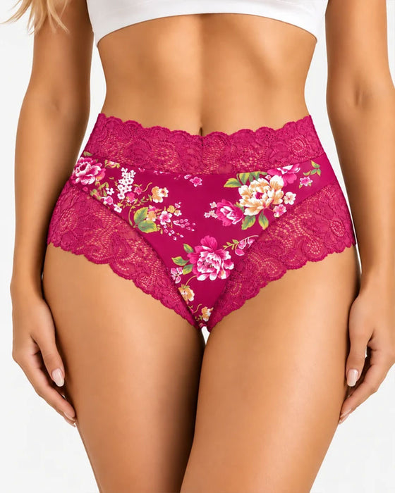 Unterhosen 3er-Pack Hohe Taille Blumig Druck Spitze Kante