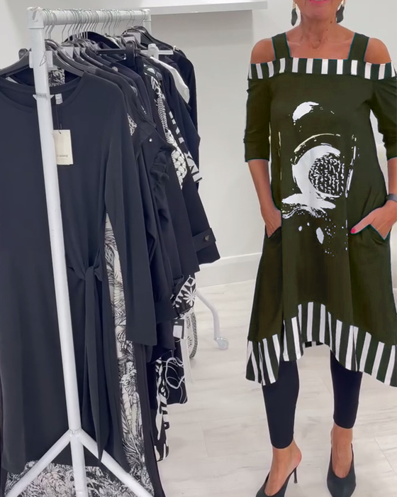 Kleid Off-Shoulder Unregelmäßig Lockere Druck