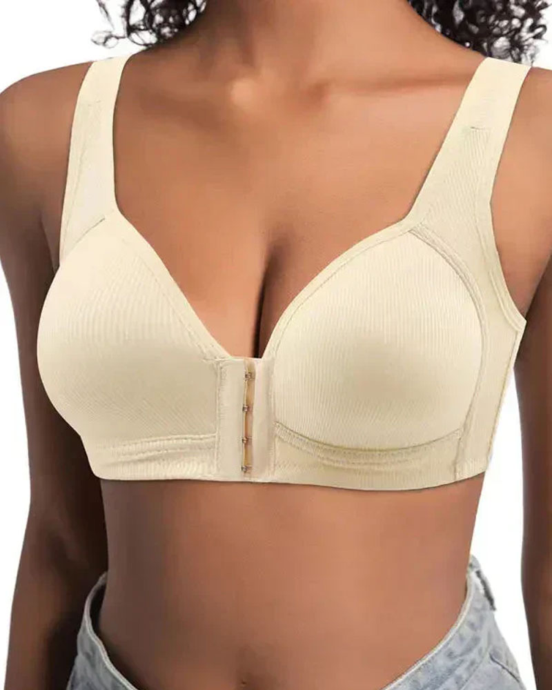 Verstellbarer Frontverschluss Push-up-BH. Bügellos, nahtlos mit Seitenverstärkung für den täglichen Gebrauch, Frühling-Sommer Komfort.