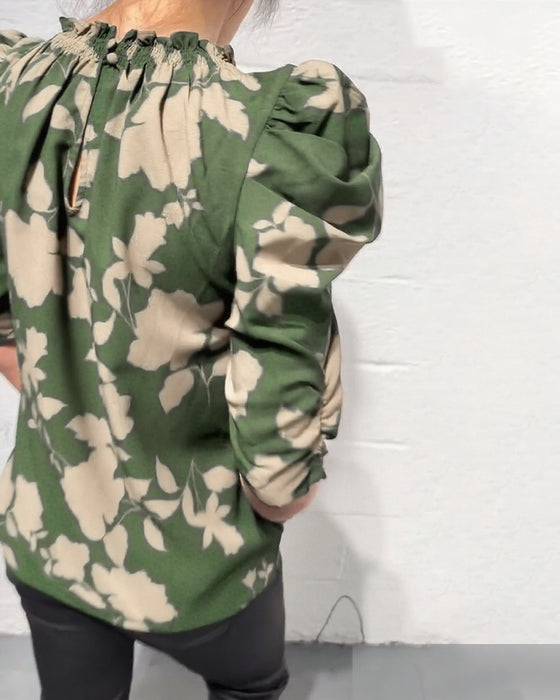 Bluse Puffärmel Rüsche