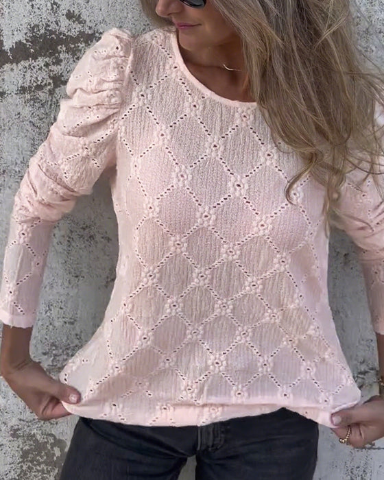 Bluse Mit Puffärmeln Und Ausschnitt