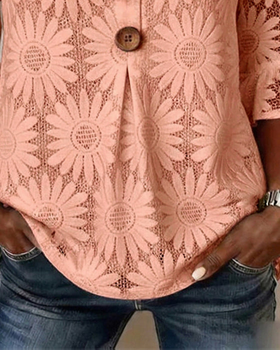 Rüschenbluse Mit Margeritenprint Und Rüschenärmeln