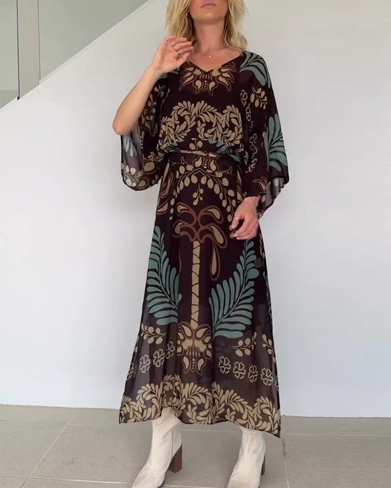 Kleid Boho V-Ausschnitt Weit