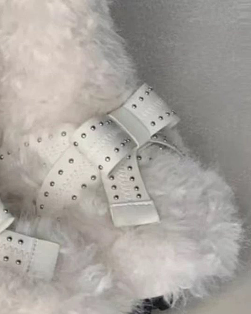 Damenstiefel Pelzgefütterte Flache Schneestiefel