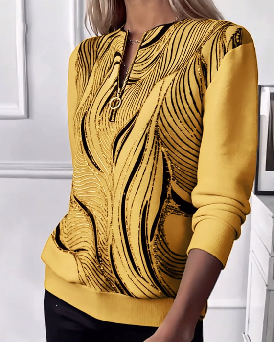 Sweatshirt lässig bedruckt Reißverschluss