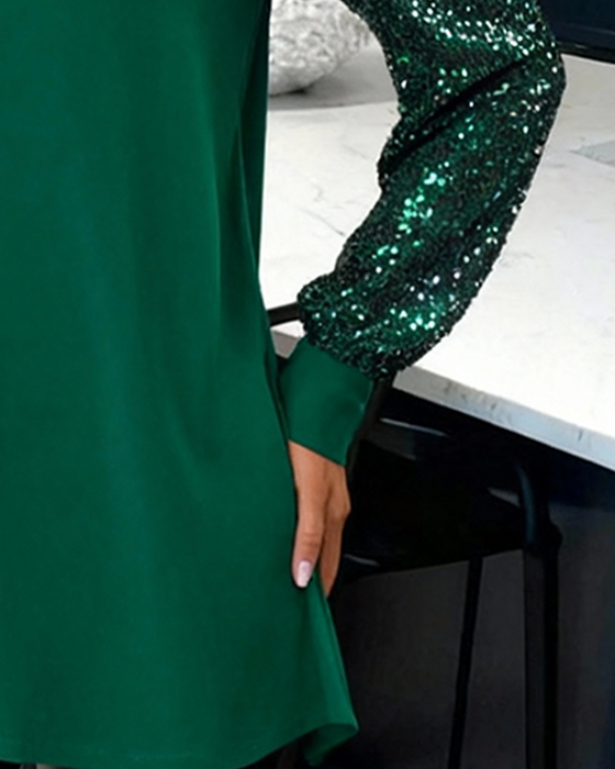 Hemd Glitzer Patchwork V-Ausschnitt Knopfleiste