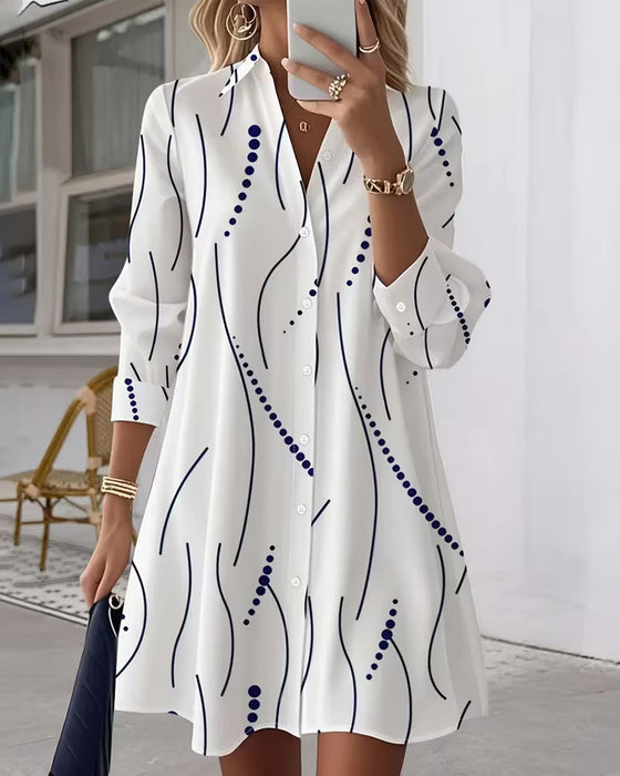 Kleid Wellenförmiger Schoß Hemd