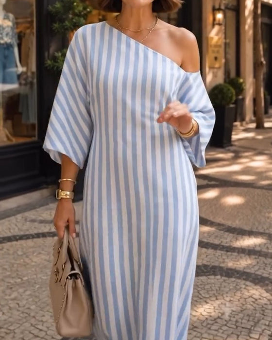Kleid Lässig Ein-Schulter