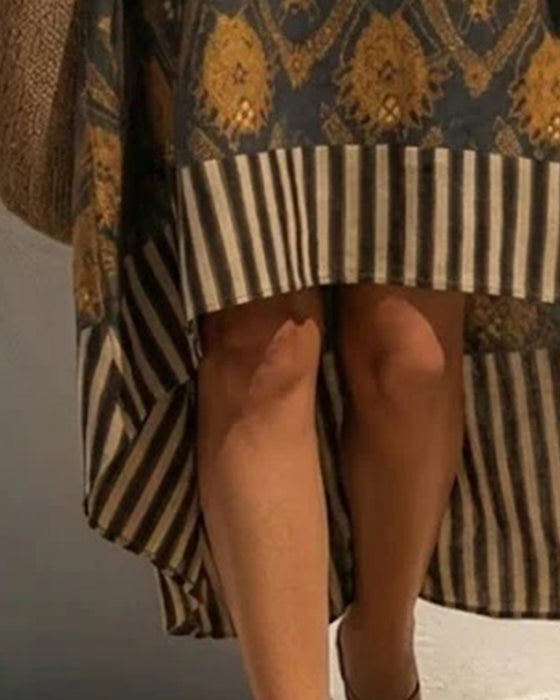 Kleid Emblem Druck Gestreift Ärmellos