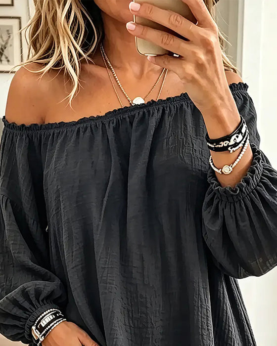 Top Off-Shoulder Locker Einfarbig Farbe