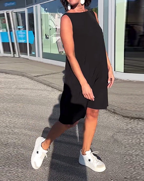 Kleid ärmellos einfarbig Shift