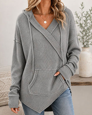 Hoodie Waffel Kordelzug Tasche