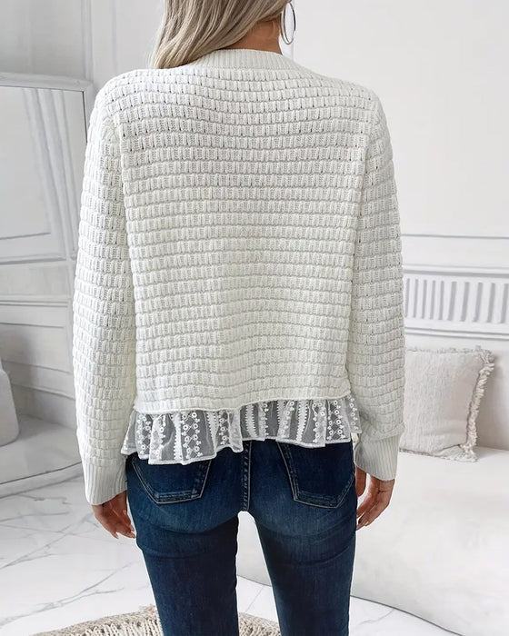 Mantel Langärmlig Spitzenbesetztes Sweatshirt