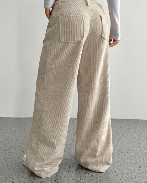 Hose Vorne Hinten Tasche Einfarbig Gerades Bein Lang